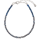 Calm Blue Sapphire Beaded Bracelet with Sterling Silver Spacer Beads