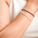 Calm Blue Sapphire Beaded Bracelet with Sterling Silver Spacer Beads