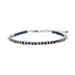 Calm blue sapphire beaded bracelet with S925 sterling silver spacers, elegant and timeless jewelry piece.