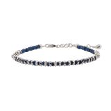 Calm blue sapphire beaded bracelet with S925 sterling silver spacers, elegant and timeless jewelry piece.