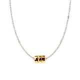 Calm Grey Moonstone Dainty Necklace with Gold-Plated Nugget