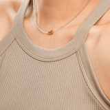 Calm Grey Moonstone Dainty Necklace with Gold-Plated Nugget