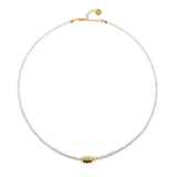 Calm Grey Moonstone Dainty Necklace with Gold-Plated Nugget