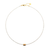 Calm Grey Moonstone Dainty Necklace with Gold-Plated Nugget