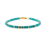 Calm – Turquoise & Gold-Plated Sterling Silver Faceted Bracelet for Men 4x2mm