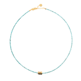 Calming Turquoise Dainty Necklace with Gold-Plated Nugget