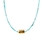 Calming turquoise dainty necklace with gold-plated nugget and artisan texture, perfect for everyday wear.