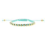 Clarity Light Blue Italian Macramé Bracelet with Gold-Plated Beads (0.5+ Micron)