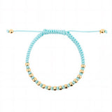 Clarity Light Blue Italian Macramé Bracelet with Gold-Plated Beads (0.5+ Micron)
