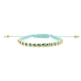 Clarity Light Blue Italian Macramé Bracelet with Gold-Plated Beads (0.5+ Micron)