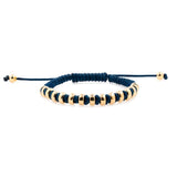 Confidence Navy Blue Italian Macramé Bracelet with Gold-Plated Beads (0.5+ Micron)