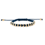 Confidence Navy Blue Italian Macramé Bracelet with Gold-Plated Beads (0.5+ Micron)