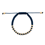 Confidence Navy Blue Italian Macramé Bracelet with Gold-Plated Beads (0.5+ Micron)