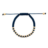 Confidence Navy Blue Italian Macramé Bracelet with Gold-Plated Beads (0.5+ Micron)