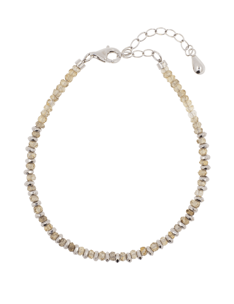 Confidence yellow sapphire beaded bracelet with sterling silver spacers and clasp, perfect for daily wear.