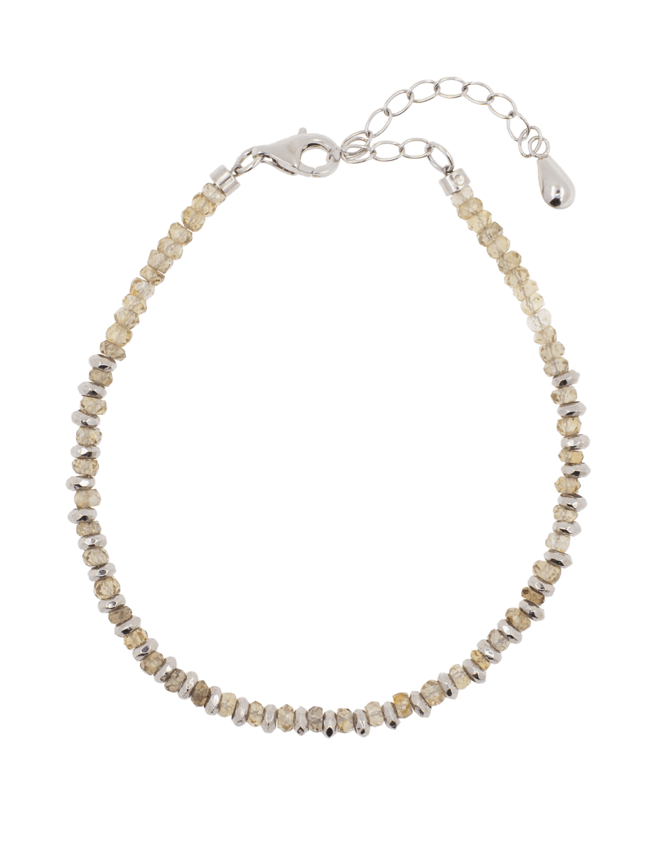Confidence yellow sapphire beaded bracelet with sterling silver spacers and clasp, perfect for daily wear.