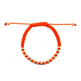 Creativity Orange Italian Macramé Bracelet with Gold-Plated Beads (0.5+ Micron)