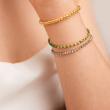 Diopsite Faceted Dainty Bracelet with Gold-Plated S925 Bead (2×2mm)