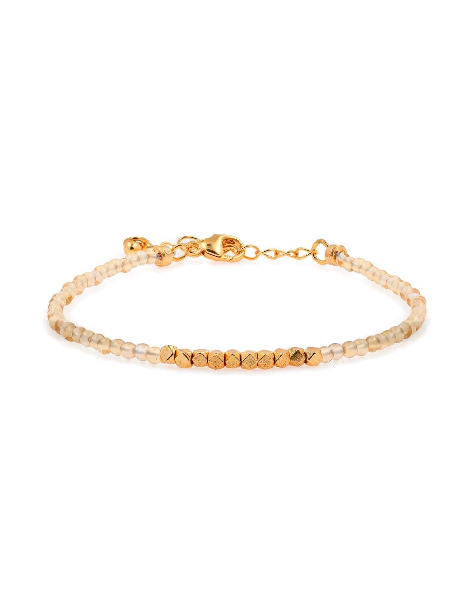 BEAMMORE Citrine Beaded Sterling Silver Bracelet – Beaded Gemstone Jewelry