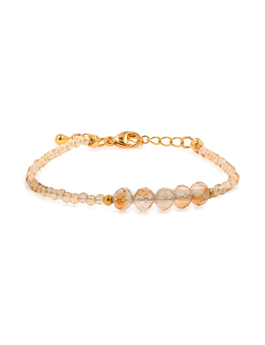 BEAMMORE Citrine Beaded Sterling Silver Bracelet – Beaded Gemstone Jewelry