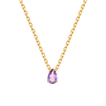 Pear-cut amethyst necklace in gold-plated sterling silver, symbolizing calm and clarity for February birthdays.