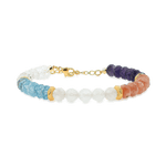 Aurora Glow Faceted Bracelet featuring Aquamarine, Tiger Eye, Sunstone, Gray Moonstone, and Citrine beads