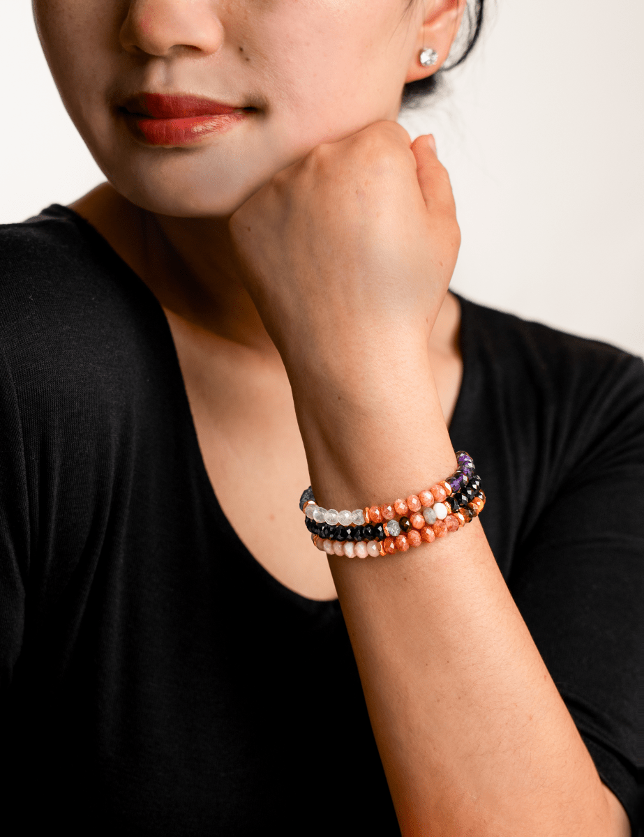Model wearing BEAMMORE Celestial Harmony Bracelet – Elegant jewelry gift for women
