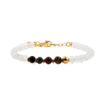 Five Elements Sacred Grove Bracelet with Black Onyx, Cinnabar, Tiger Eye, and White Quartz, featuring a gold clasp.