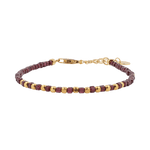 Garnet faceted dainty bracelet with gold-plated S925 beads, 2x2mm size, perfect for layering or solo wear.