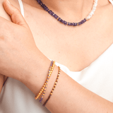 Garnet Faceted Dainty Bracelet with Gold-Plated S925 Bead (2×2mm)