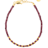Garnet Faceted Dainty Bracelet with Gold-Plated S925 Bead (2×2mm)