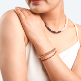 Garnet Faceted Dainty Bracelet with Gold-Plated S925 Bead (2×2mm)