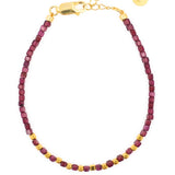 Garnet Faceted Dainty Bracelet with Gold-Plated S925 Bead (2×2mm)
