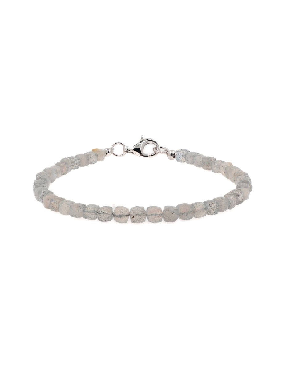 BEAMMORE Grey Moonstone Beaded Sterling Silver Bracelet – Gemstone Jewelry