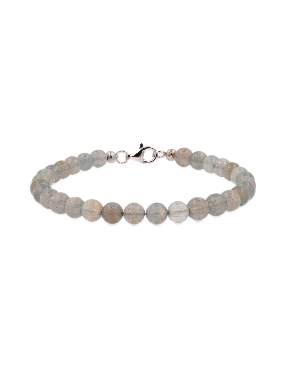 BEAMMORE Grey Moonstone Beaded Bracelet – Beaded Gemstone Jewelry