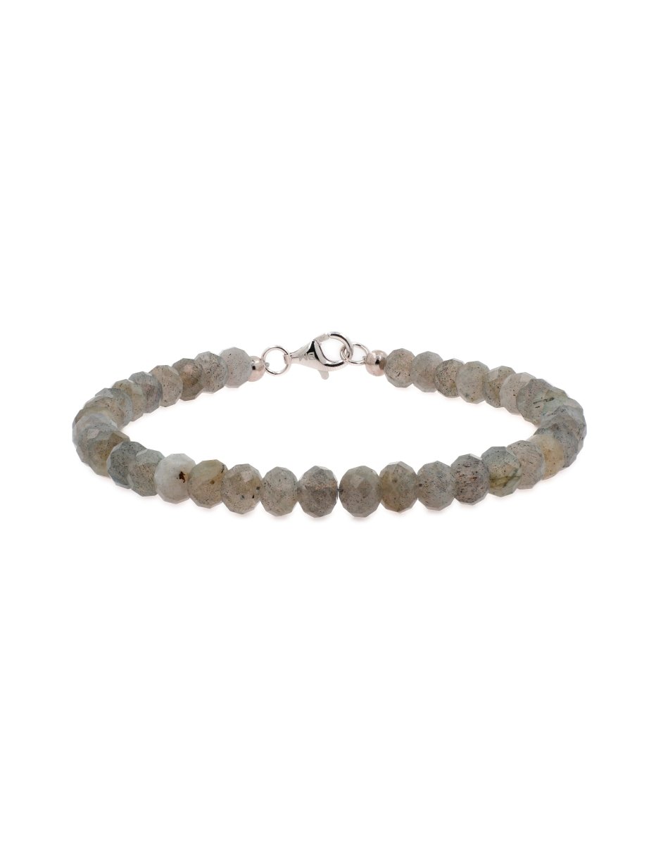 BEAMMORE Grey Moonstone Beaded Bracelet – Beaded Gemstone Jewelry