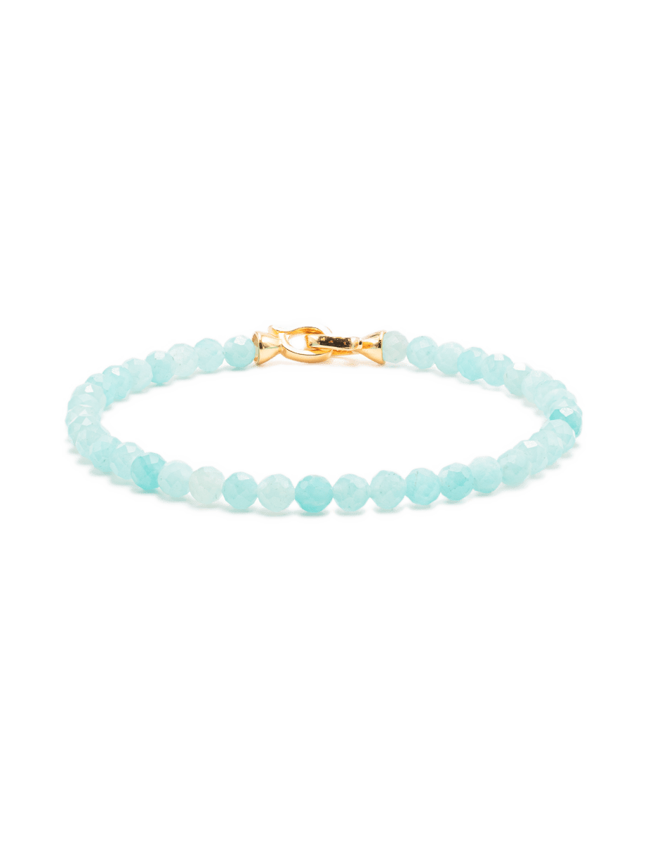 Growth Amazonite Faceted Bracelet 4mm for men with 925 sterling silver clasp promoting communication and balance.