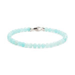 Growth Amazonite faceted bracelet for men with 4mm beads and sterling silver clasp, promoting communication and emotional balance.