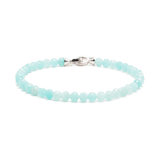 Growth Amazonite faceted bracelet for men with 4mm beads and sterling silver clasp, promoting communication and emotional balance.