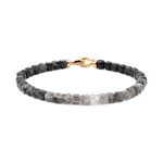 Black Rutilated Quartz bracelet for men, featuring 4x4mm beads and a gold clasp for strength and emotional healing.