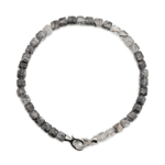 Growth Black Rutilated Quartz bracelet with 4x4mm beads and 925 sterling silver clasp, promoting resilience and clarity.
