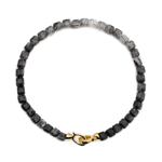 Growth Black Rutilated Quartz Bracelet with 4x4mm beads and 925 sterling silver clasp for men.