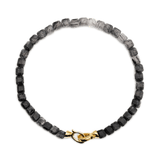 Growth Black Rutilated Quartz Bracelet with 4x4mm beads and 925 sterling silver clasp for men.