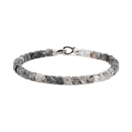 Growth Black Rutilated Quartz bracelet 4x4mm with 925 sterling silver clasp for men, promoting resilience and emotional healing.