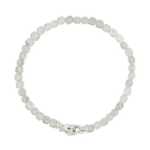 Gray Moonstone bracelet with 4x4mm beads and a sterling silver clasp, symbolizing growth and emotional balance.