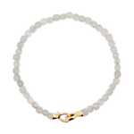 Growth Gray Moonstone bracelet with 4x4mm beads and gold clasp, symbolizing intuition and emotional strength.