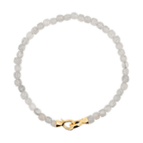 Growth Gray Moonstone bracelet with 4x4mm beads and gold clasp, symbolizing intuition and emotional strength.
