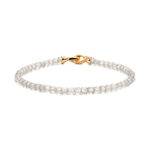 Growth Gray Moonstone bracelet with 4x4mm beads and elegant gold clasp, symbolizing intuition and emotional strength.