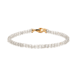 Growth Gray Moonstone bracelet with 4x4mm beads and elegant gold clasp, symbolizing intuition and emotional strength.