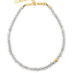 Dainty Gray Moonstone bracelet with silver spacer beads, ideal for enhancing intuition and emotional growth.